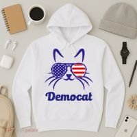 Democat Funny Cat Ladies For Kamala Hoodie thumb 3