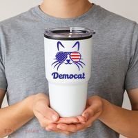 Democat Funny Cat Ladies For Kamala Tumbler thumb 2