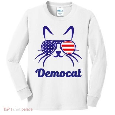 Democat Funny Cat Ladies For Kamala Kids Long Sleeve Shirt