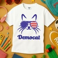 Democat Funny Cat Ladies For Kamala Kids T-Shirt thumb 3