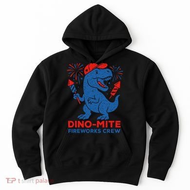 Dino-Mite Fireworks Crew, Dinosaur USA, American Flag  Hoodie