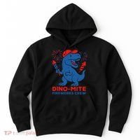 Dino-Mite Fireworks Crew, Dinosaur USA, American Flag  Hoodie thumb 0