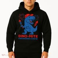 Dino-Mite Fireworks Crew, Dinosaur USA, American Flag  Hoodie thumb 2