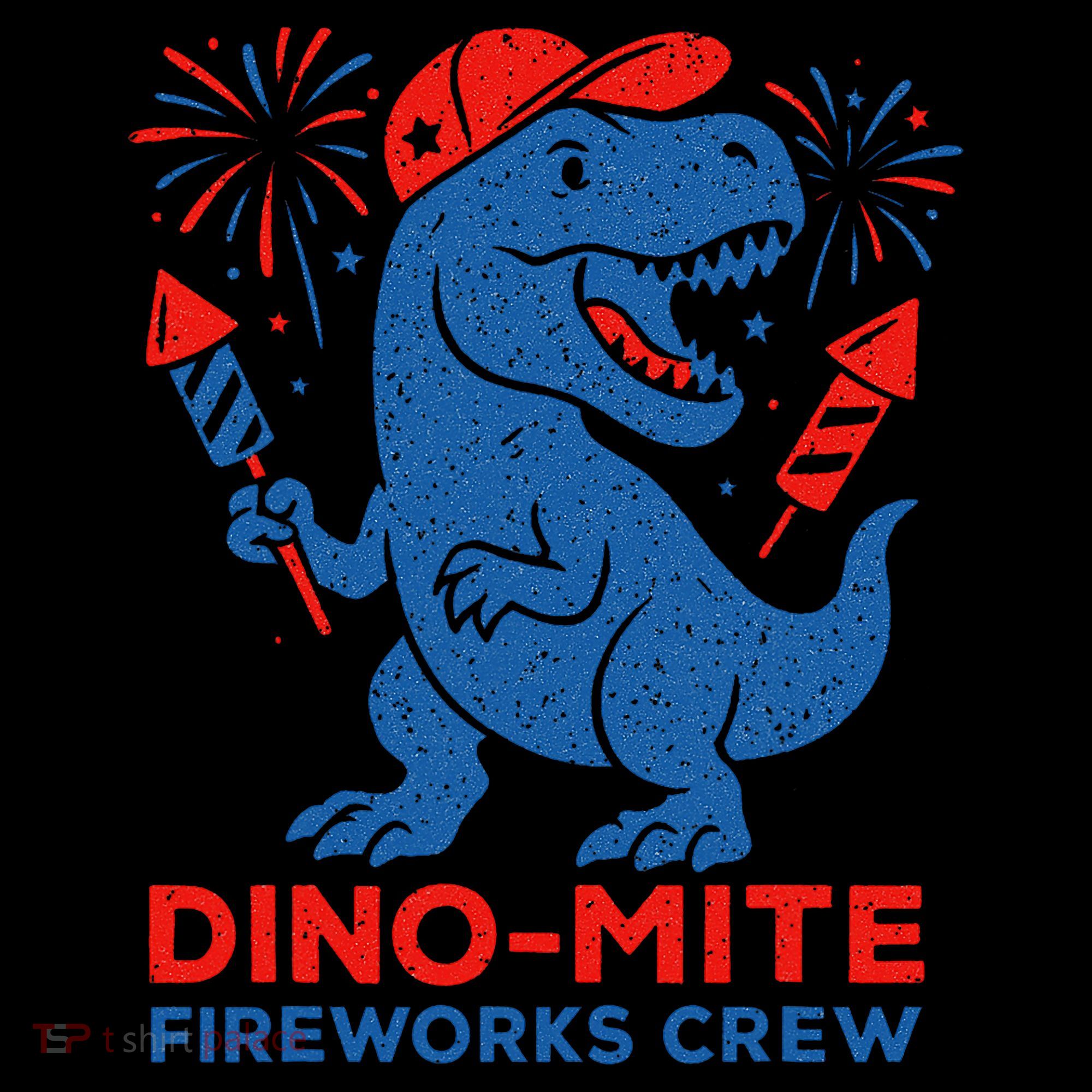 Dino-Mite Fireworks Crew, Dinosaur USA, American Flag  Coffee Mug