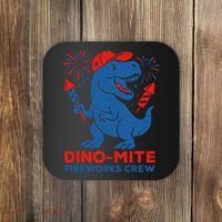 Dino-Mite Fireworks Crew, Dinosaur USA, American Flag  Coaster thumb 0