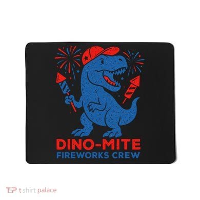 Dino-Mite Fireworks Crew, Dinosaur USA, American Flag  Mousepad