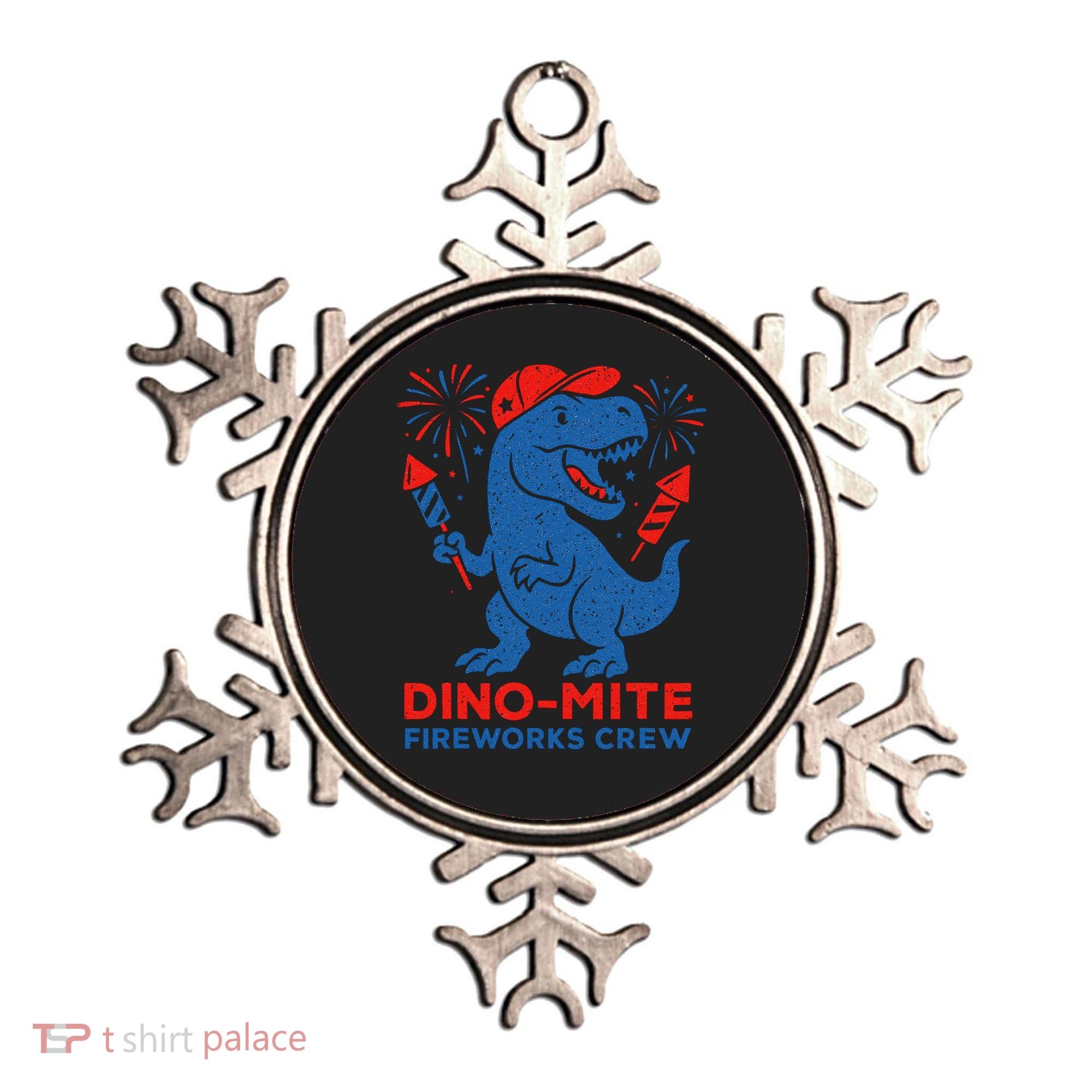 Dino-Mite Fireworks Crew, Dinosaur USA, American Flag  Ornament