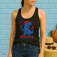 Dino-Mite Fireworks Crew, Dinosaur USA, American Flag  Women's Tank Top thumb 2