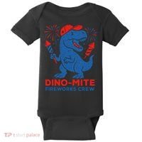 Dino-Mite Fireworks Crew, Dinosaur USA, American Flag  Baby Bodysuit thumb 0