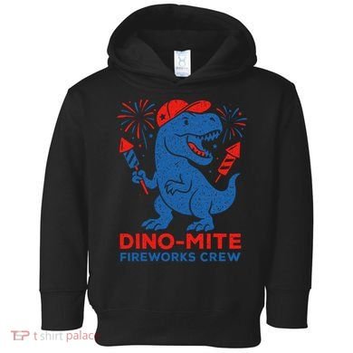 Dino-Mite Fireworks Crew, Dinosaur USA, American Flag  Toddler Hoodie