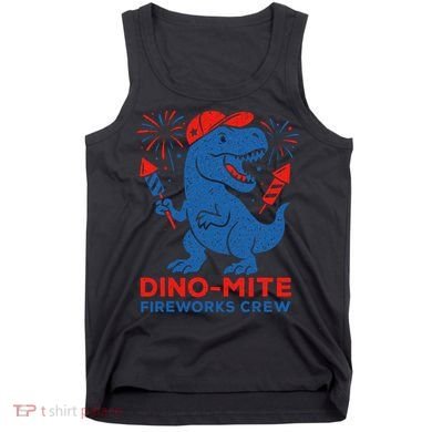 Dino-Mite Fireworks Crew, Dinosaur USA, American Flag  Tank Top