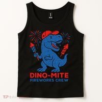 Dino-Mite Fireworks Crew, Dinosaur USA, American Flag  Tank Top thumb 2
