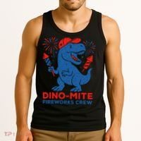 Dino-Mite Fireworks Crew, Dinosaur USA, American Flag  Tank Top thumb 3