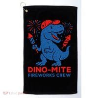 Dino-Mite Fireworks Crew, Dinosaur USA, American Flag  Golf Towel thumb 0