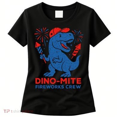Dino-Mite Fireworks Crew, Dinosaur USA, American Flag  Women's T-Shirt