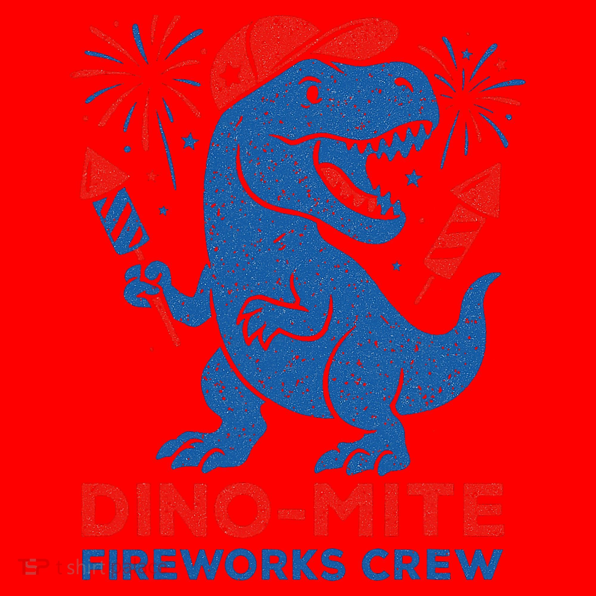 Dino-Mite Fireworks Crew, Dinosaur USA, American Flag  Santa Hat