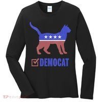 Democat Funny Cat Ladies For Kamala Yes We Kam Women's Long Sleeve Shirt thumb 0