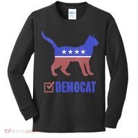 Democat Funny Cat Ladies For Kamala Yes We Kam Kids Long Sleeve Shirt thumb 0