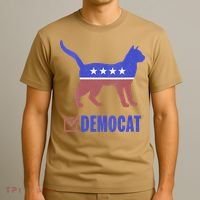 Democat Funny Cat Ladies For Kamala Yes We Kam T-Shirt thumb 3