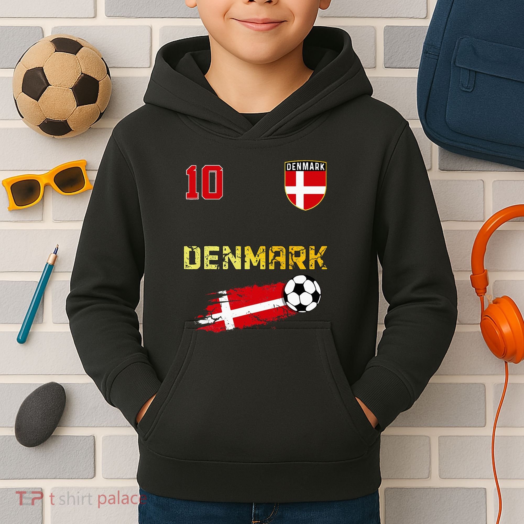 Denmark Flag Danish Pride Lovers Kids Hoodie