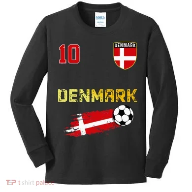 Denmark Flag Danish Pride Lovers Kids Long Sleeve Shirt