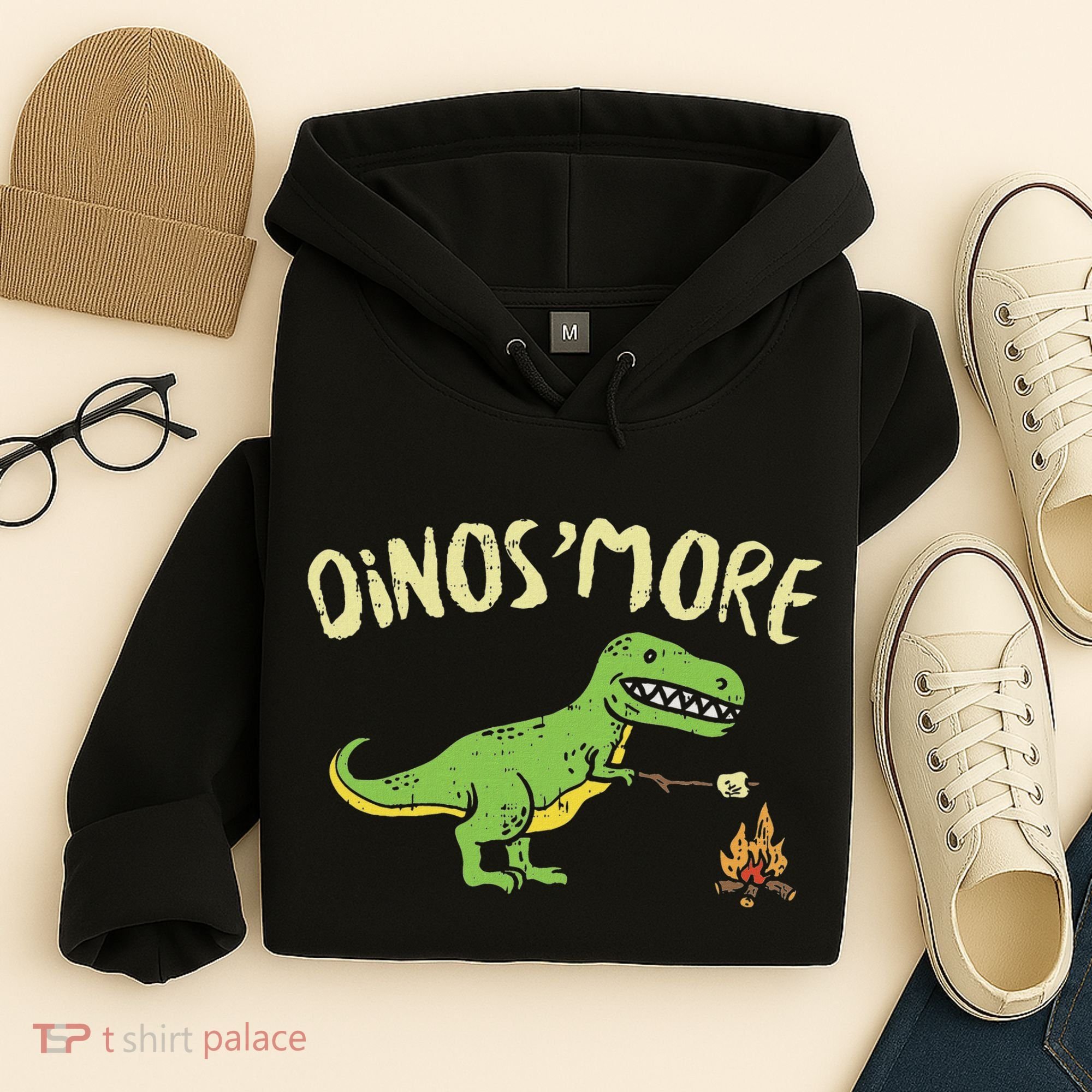 Dinosmore Funny Dino Smore Camping Dinosaur Camp Camper Hoodie