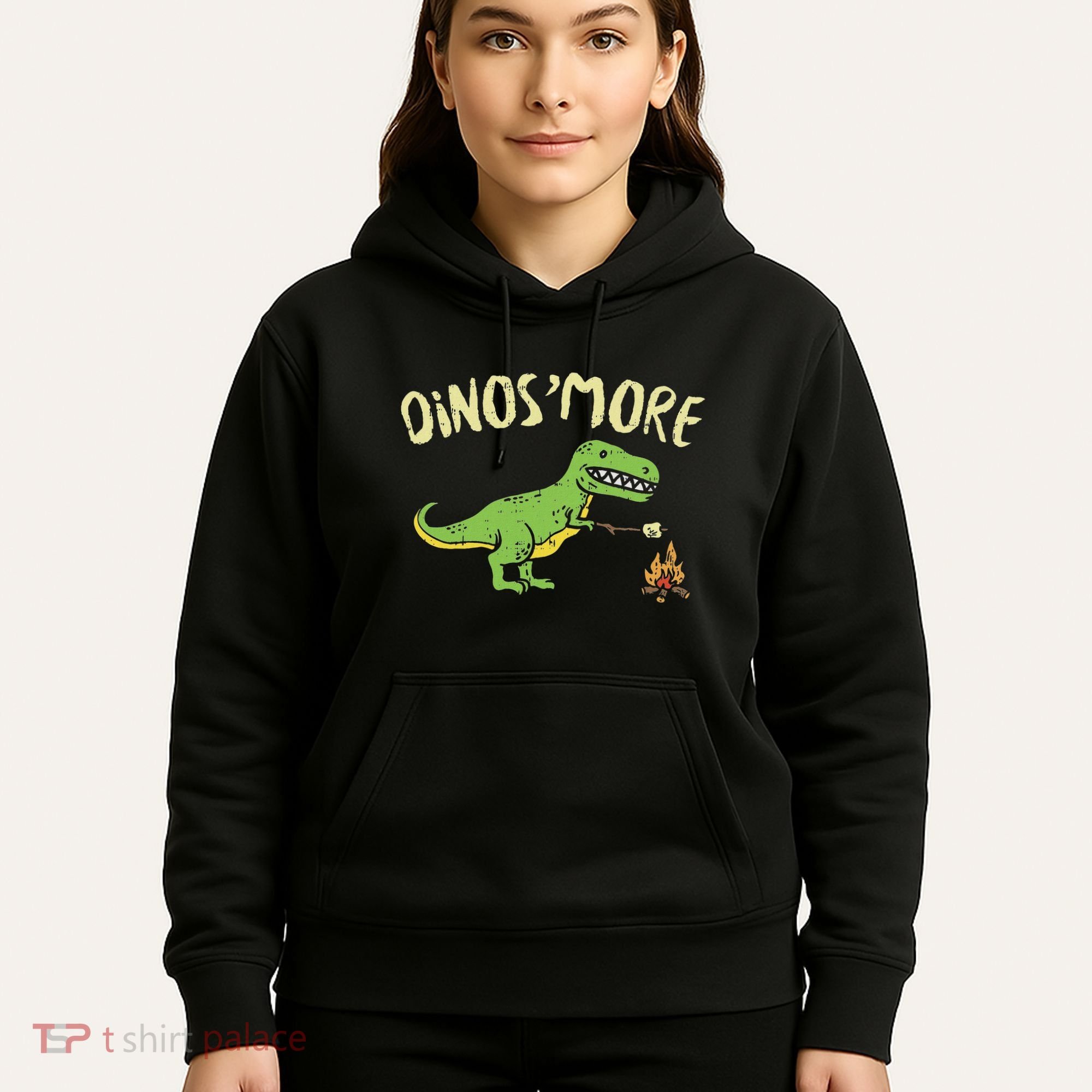 Dinosmore Funny Dino Smore Camping Dinosaur Camp Camper Hoodie