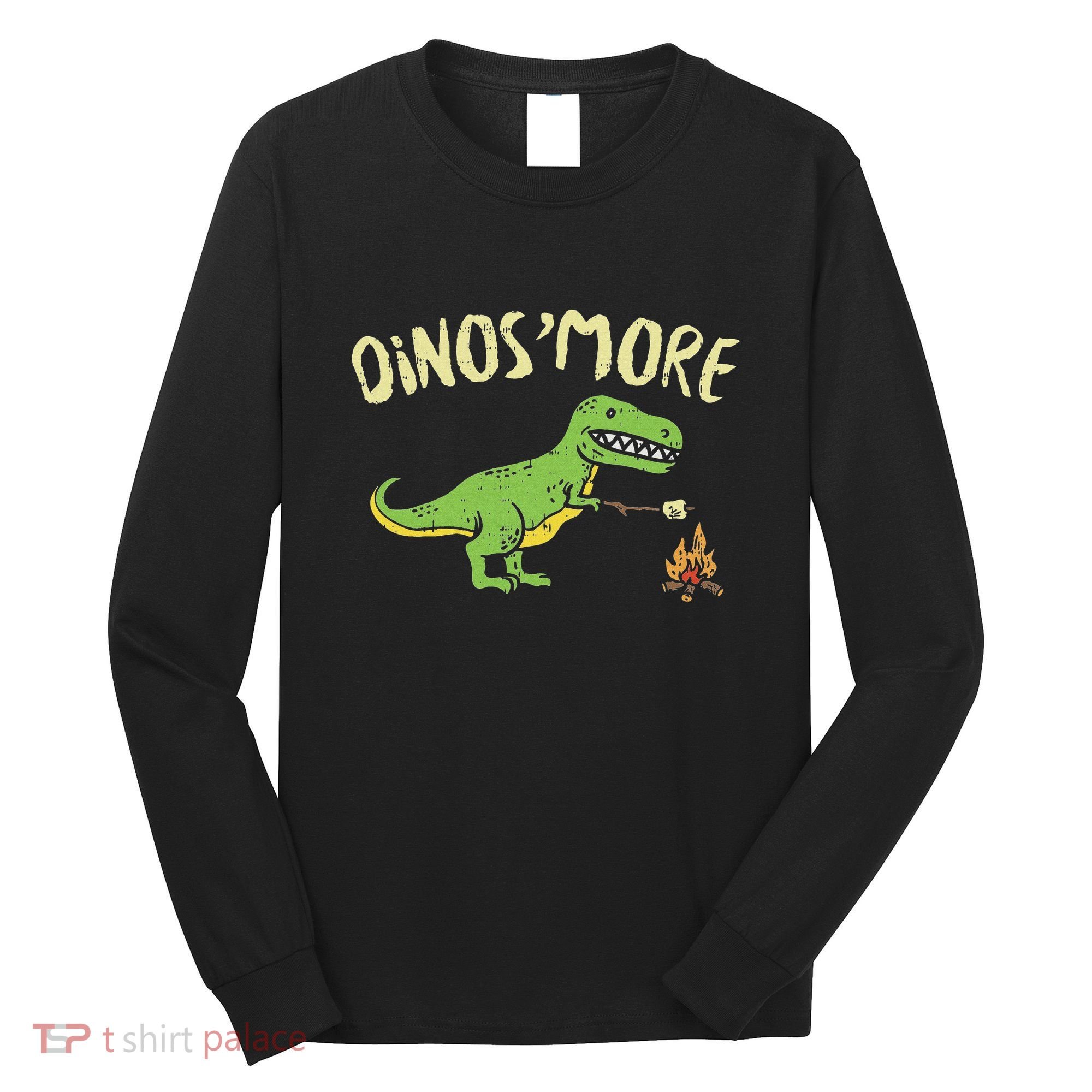 Dinosmore Funny Dino Smore Camping Dinosaur Camp Camper Long Sleeve Shirt
