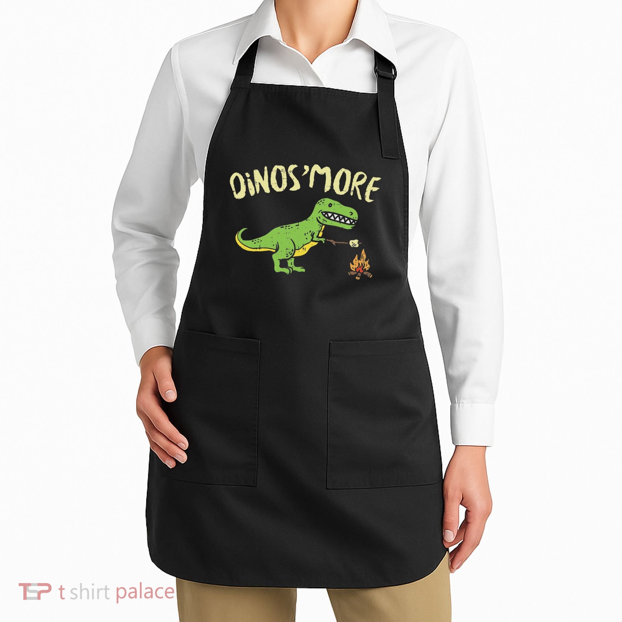 Dinosmore Funny Dino Smore Camping Dinosaur Camp Camper Apron