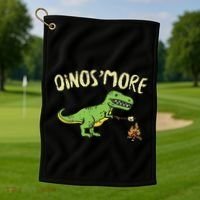 Dinosmore Funny Dino Smore Camping Dinosaur Camp Camper Golf Towel thumb 1
