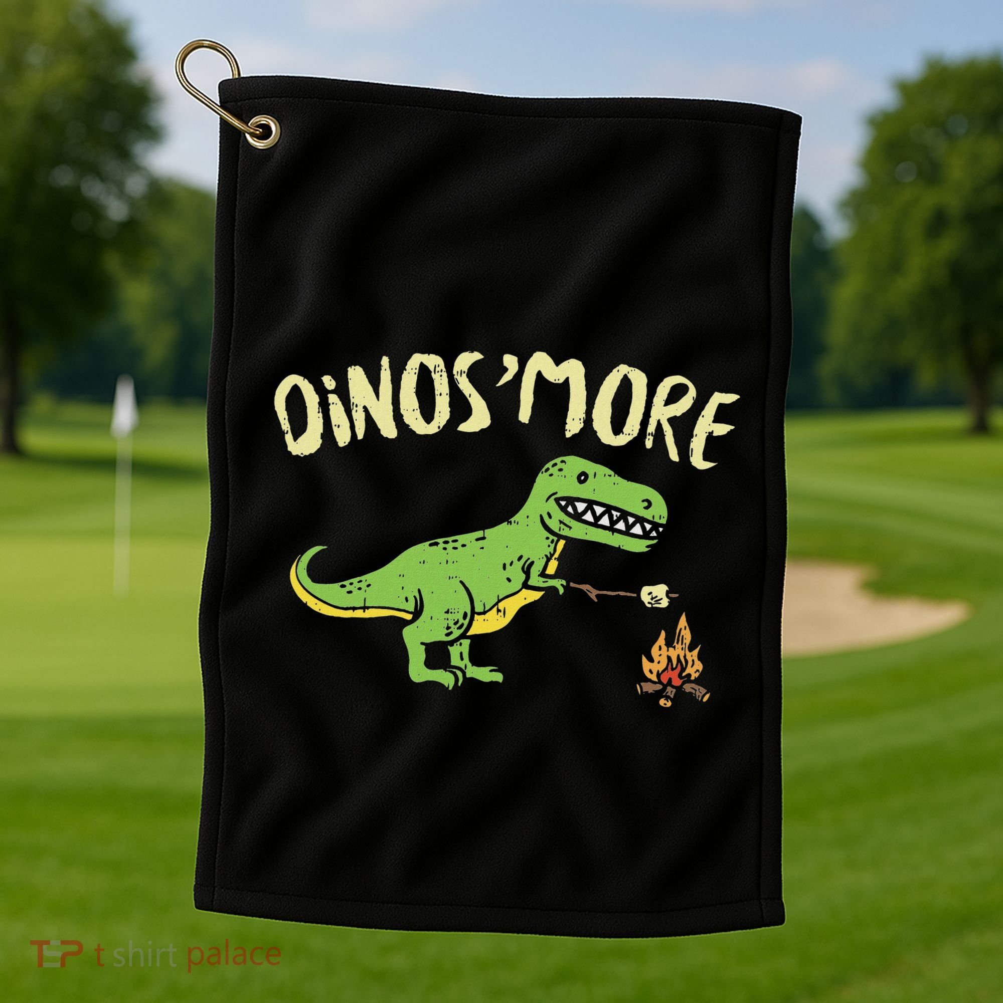 Dinosmore Funny Dino Smore Camping Dinosaur Camp Camper Golf Towel