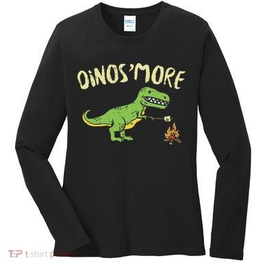 Dinosmore Funny Dino Smore Camping Dinosaur Camp Camper Women's Long Sleeve Shirt