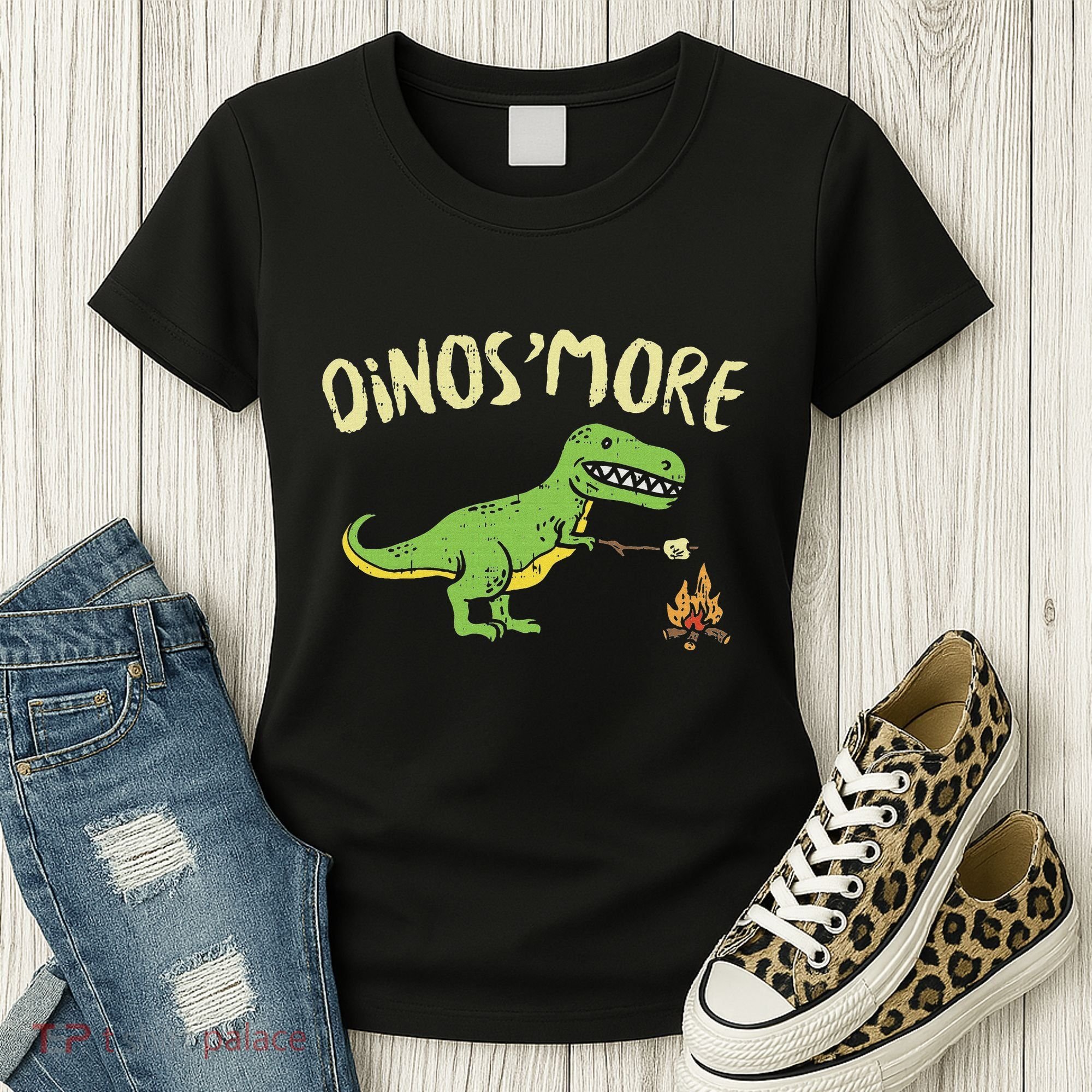 Dinosmore Funny Dino Smore Camping Dinosaur Camp Camper Women's T-Shirt