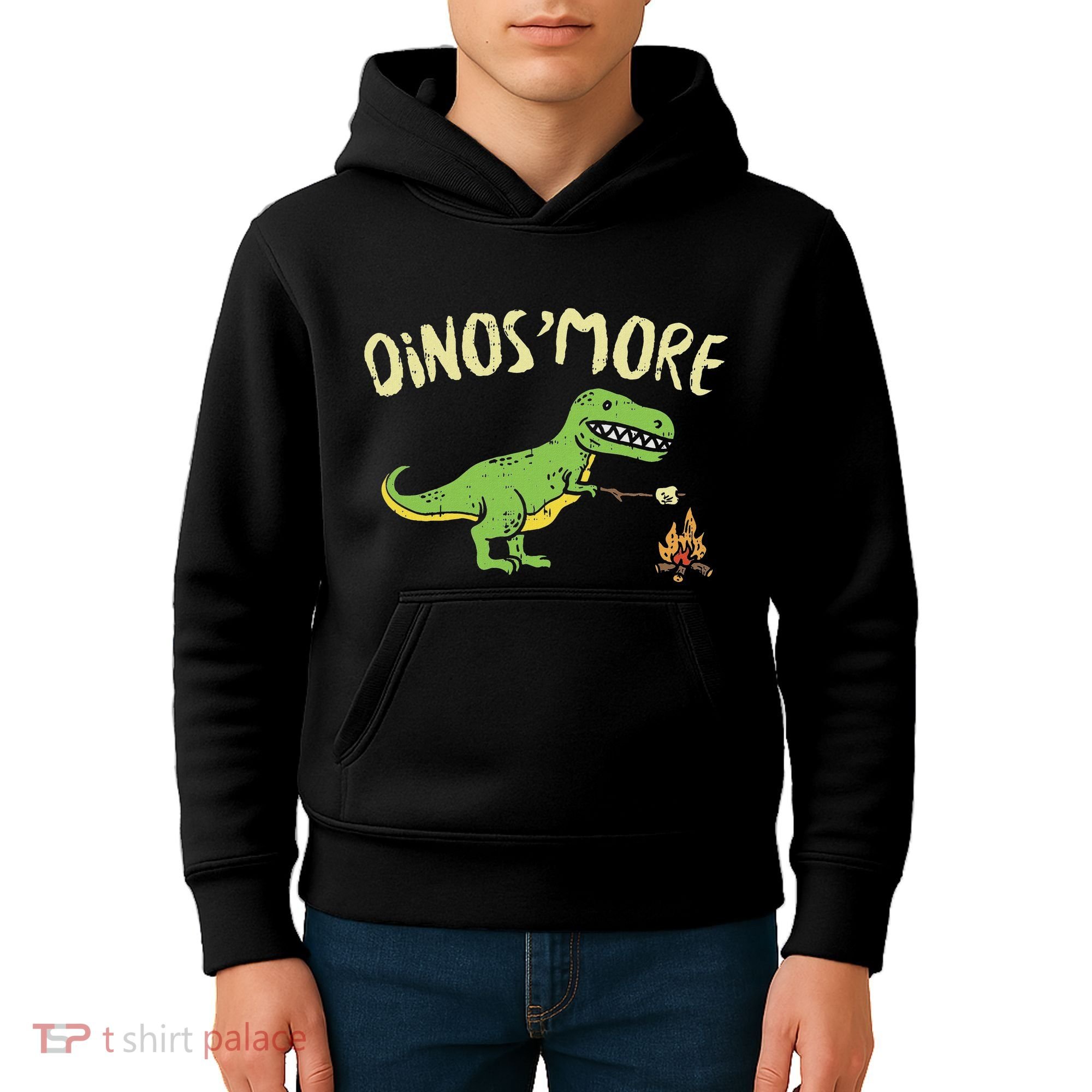 Dinosmore Funny Dino Smore Camping Dinosaur Camp Camper Kids Hoodie