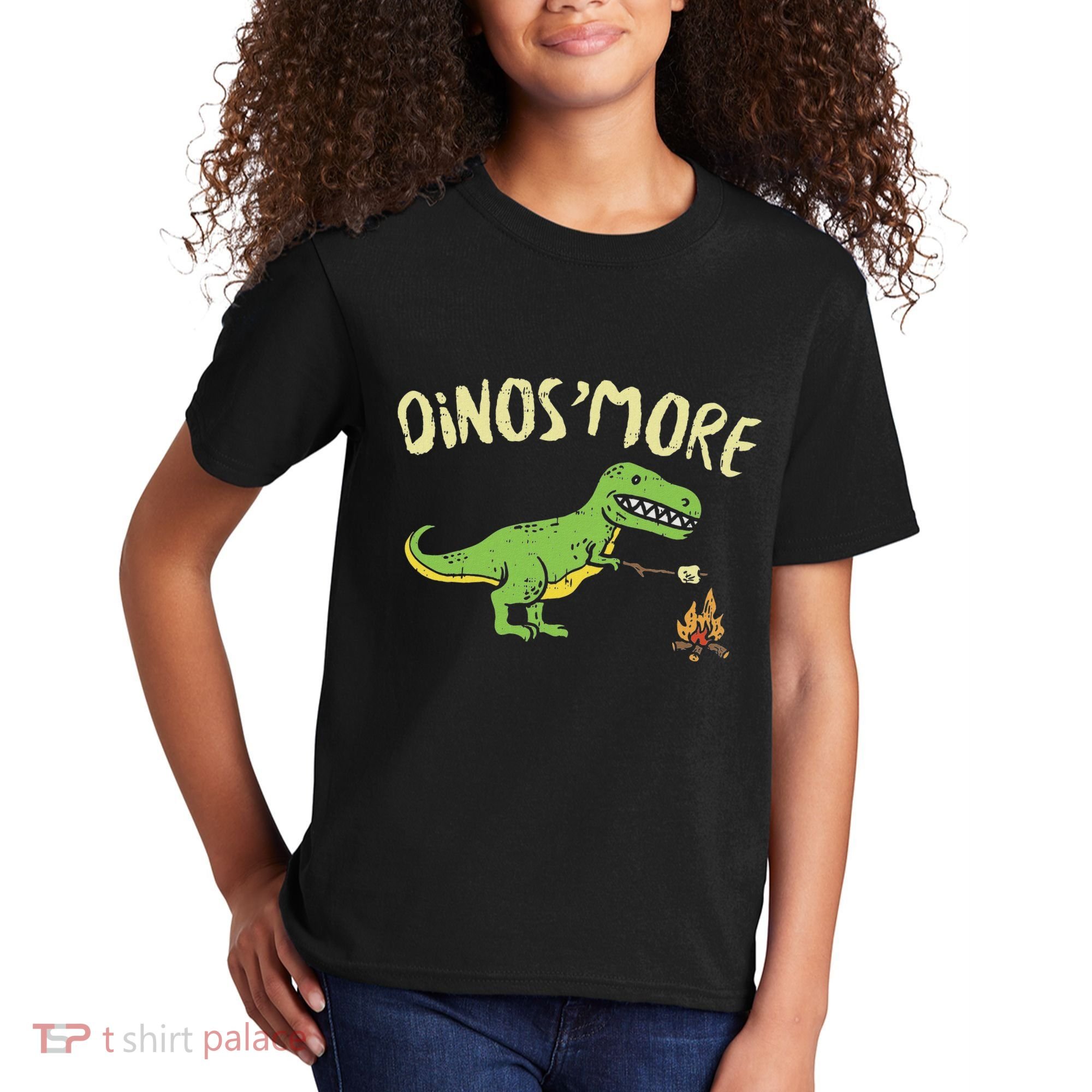 Dinosmore Funny Dino Smore Camping Dinosaur Camp Camper Kids T-Shirt