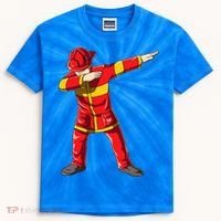 Dabbing Firefighter Dab Junior Firefighters Funny Fire Gift Kids Tie-Dye T-Shirt thumb 0