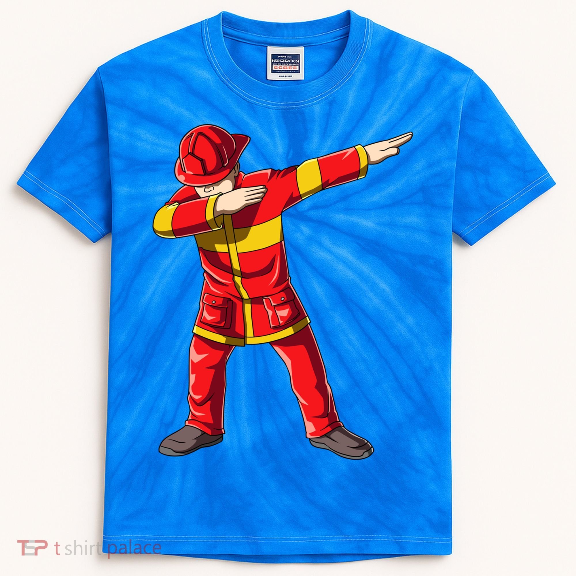 Dabbing Firefighter Dab Junior Firefighters Funny Fire Gift Kids Tie-Dye T-Shirt