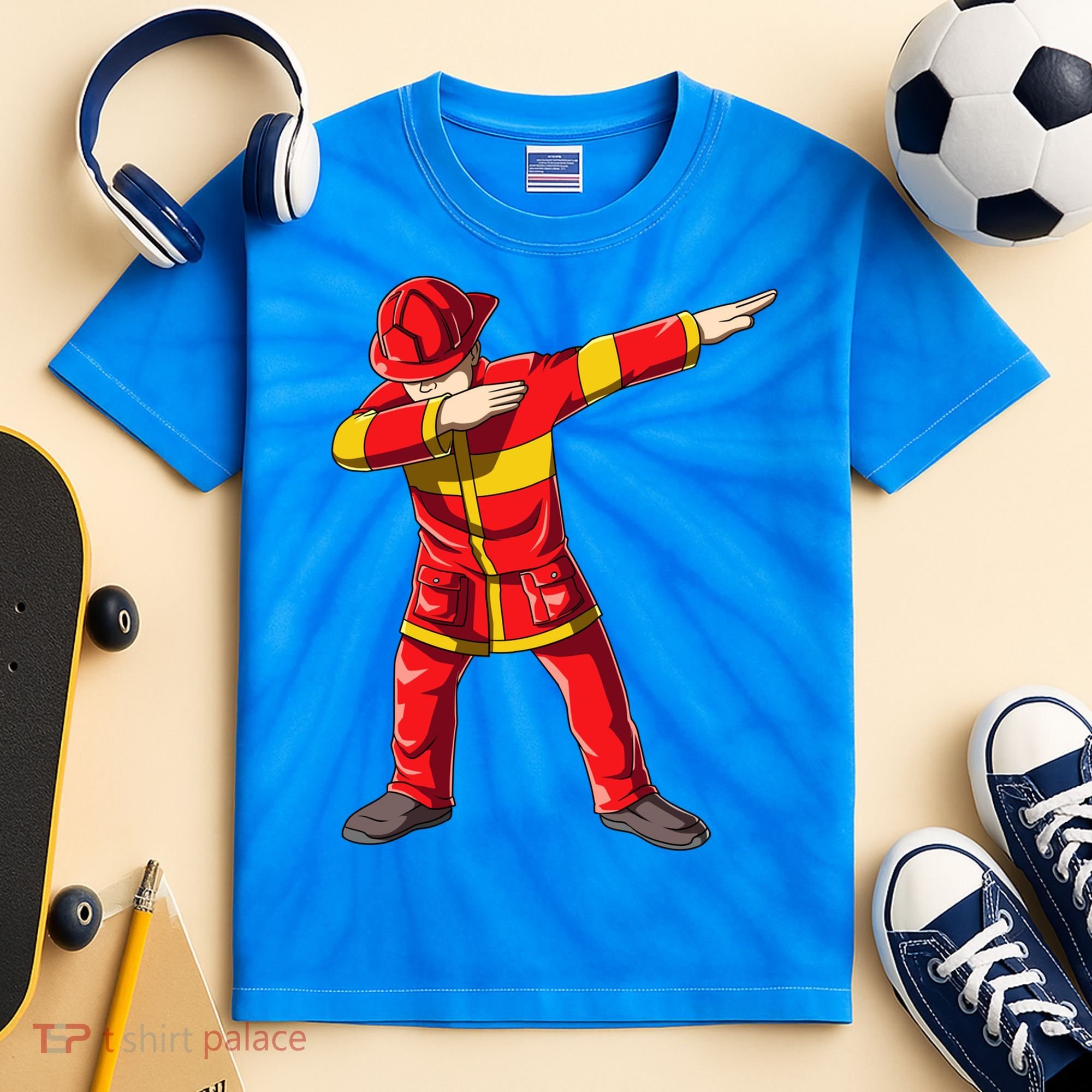 Dabbing Firefighter Dab Junior Firefighters Funny Fire Gift Kids Tie-Dye T-Shirt