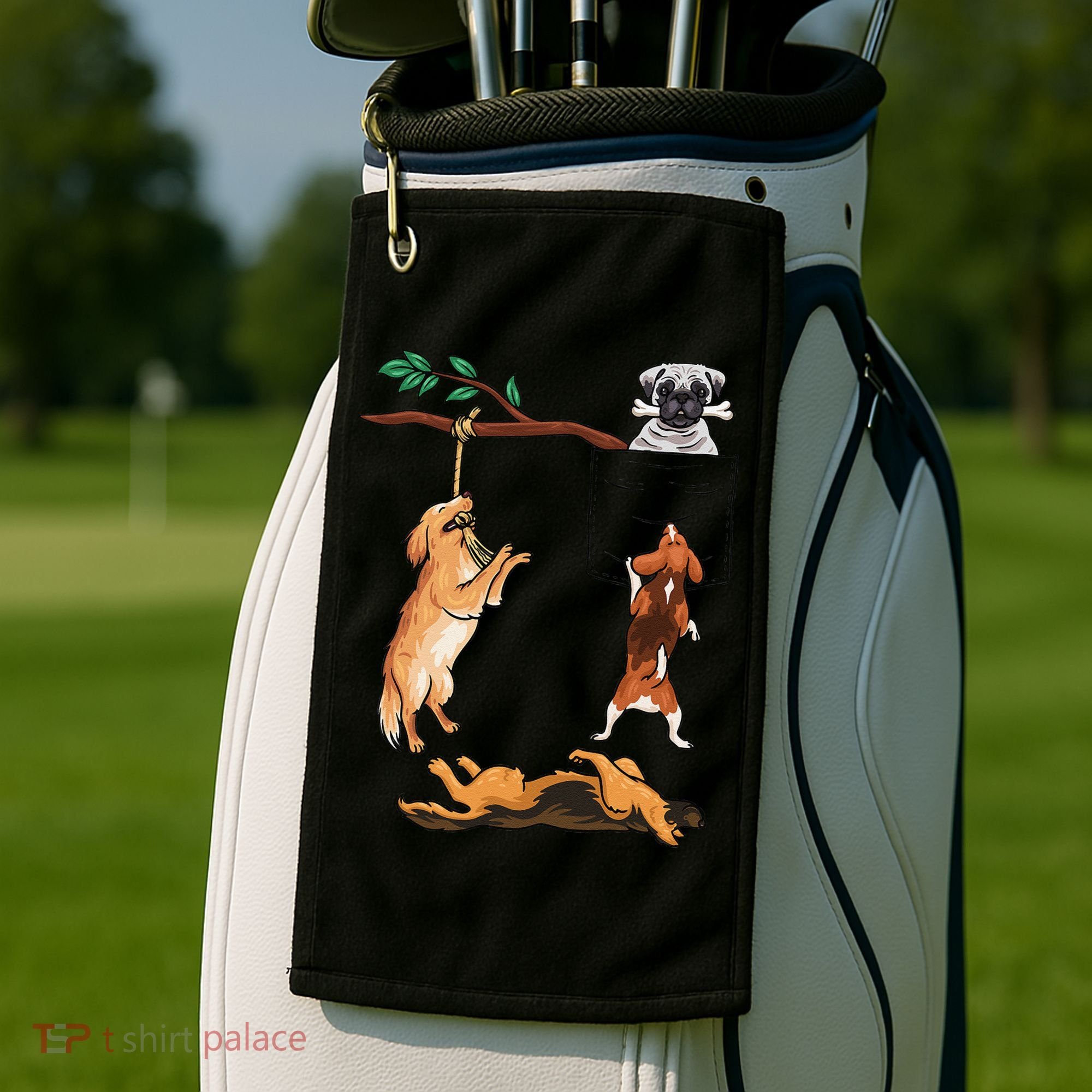 Dog, Funny Dog Tee, Dogs In Pocket, Dog Lover Golf Towel
