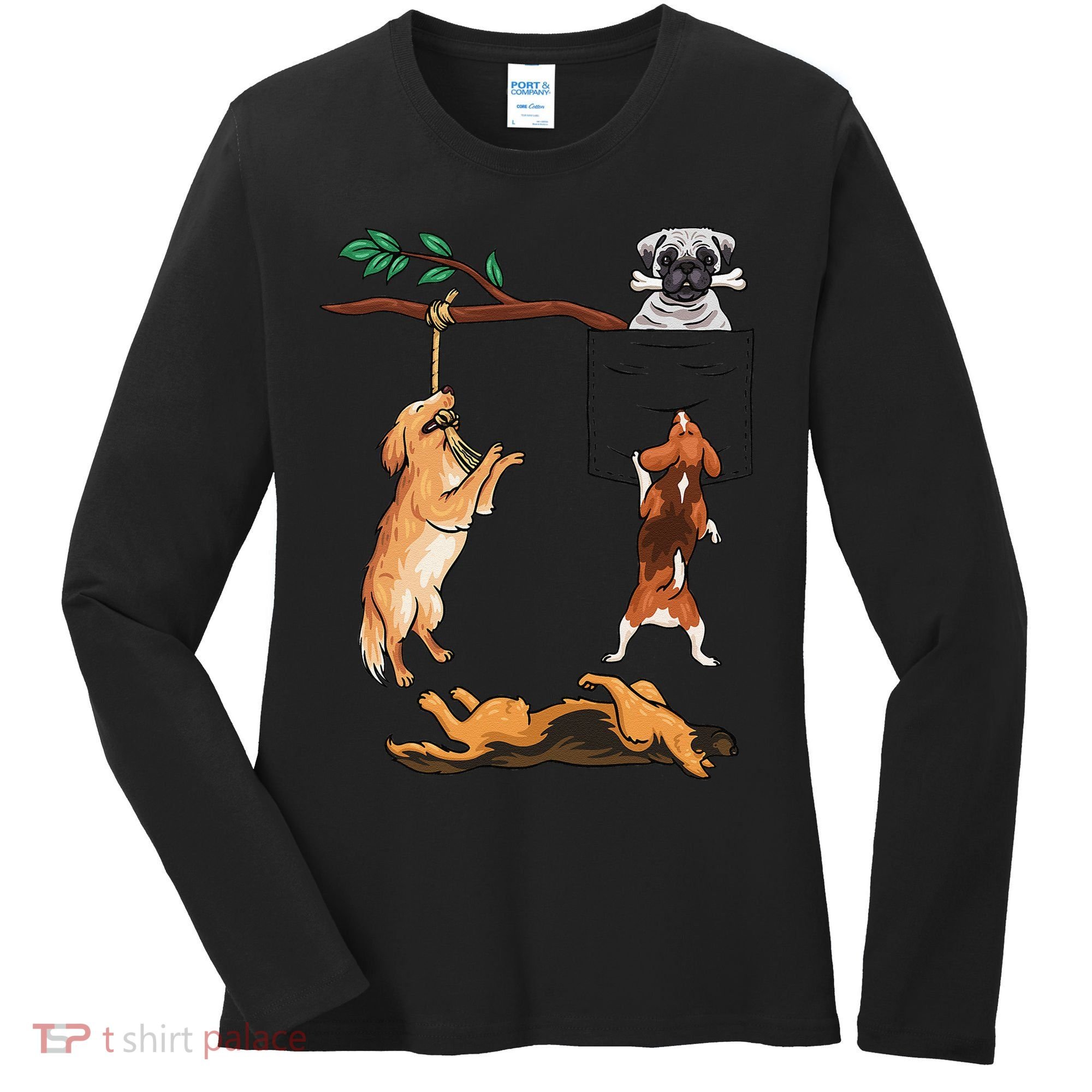 Dog, Funny Dog Tee, Dogs In Pocket, Dog Lover Women's Long Sleeve Shirt