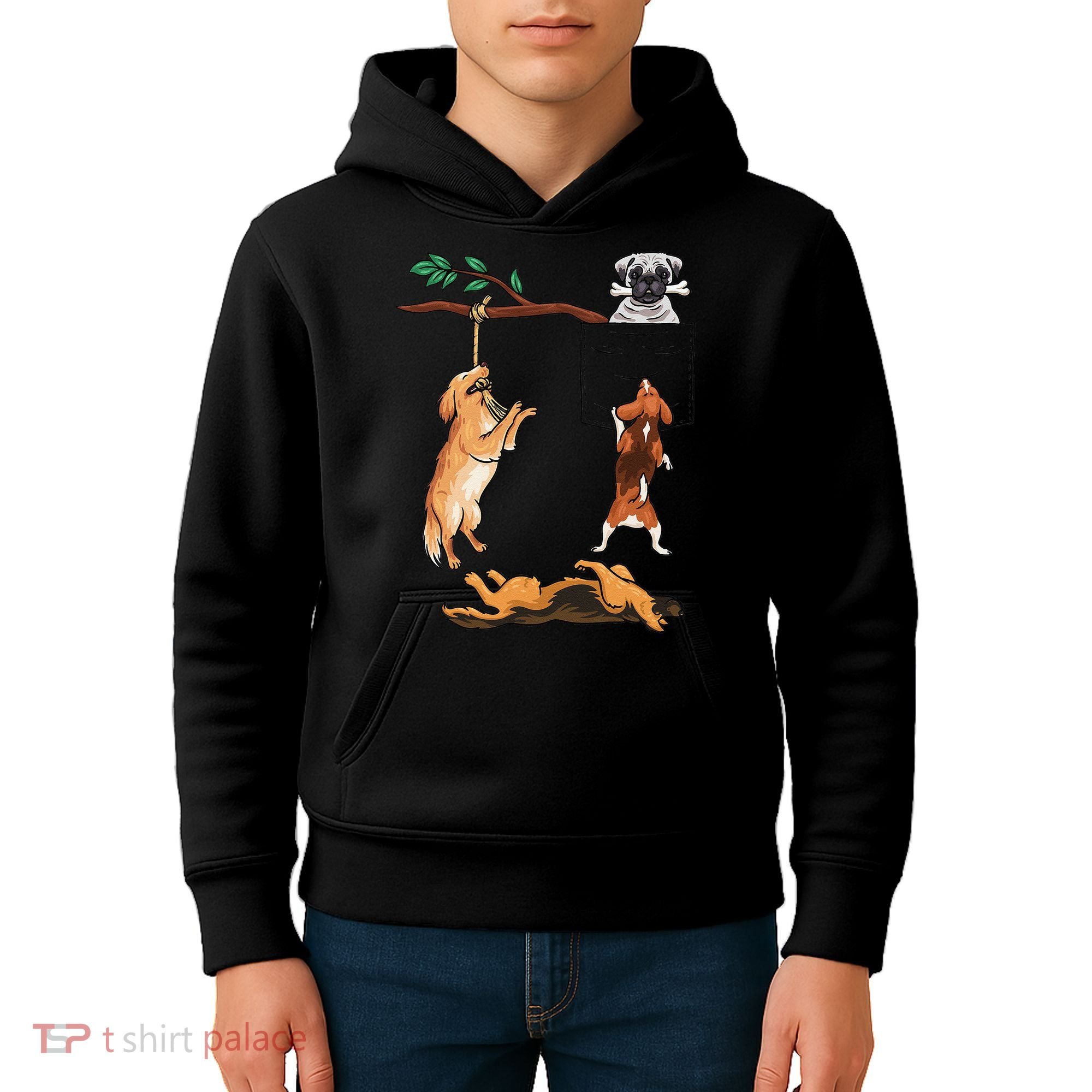 Dog, Funny Dog Tee, Dogs In Pocket, Dog Lover Kids Hoodie