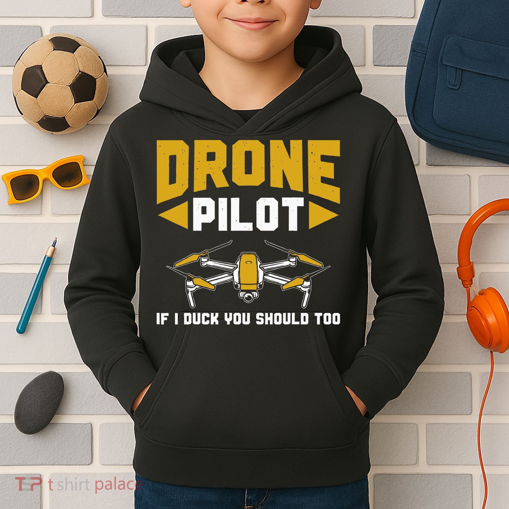 Drone Funny Drone Pilot If I Duck You Should Too Drone Pilot Kids Hoodie