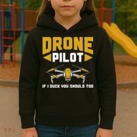 Drone Funny Drone Pilot If I Duck You Should Too Drone Pilot Kids Hoodie thumb 3