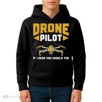 Drone Funny Drone Pilot If I Duck You Should Too Drone Pilot Kids Hoodie thumb 4