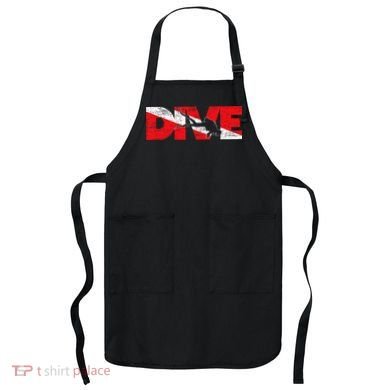 Dive Flag Diver Down Aquaholic Scuba Diving Ocean Life Apron