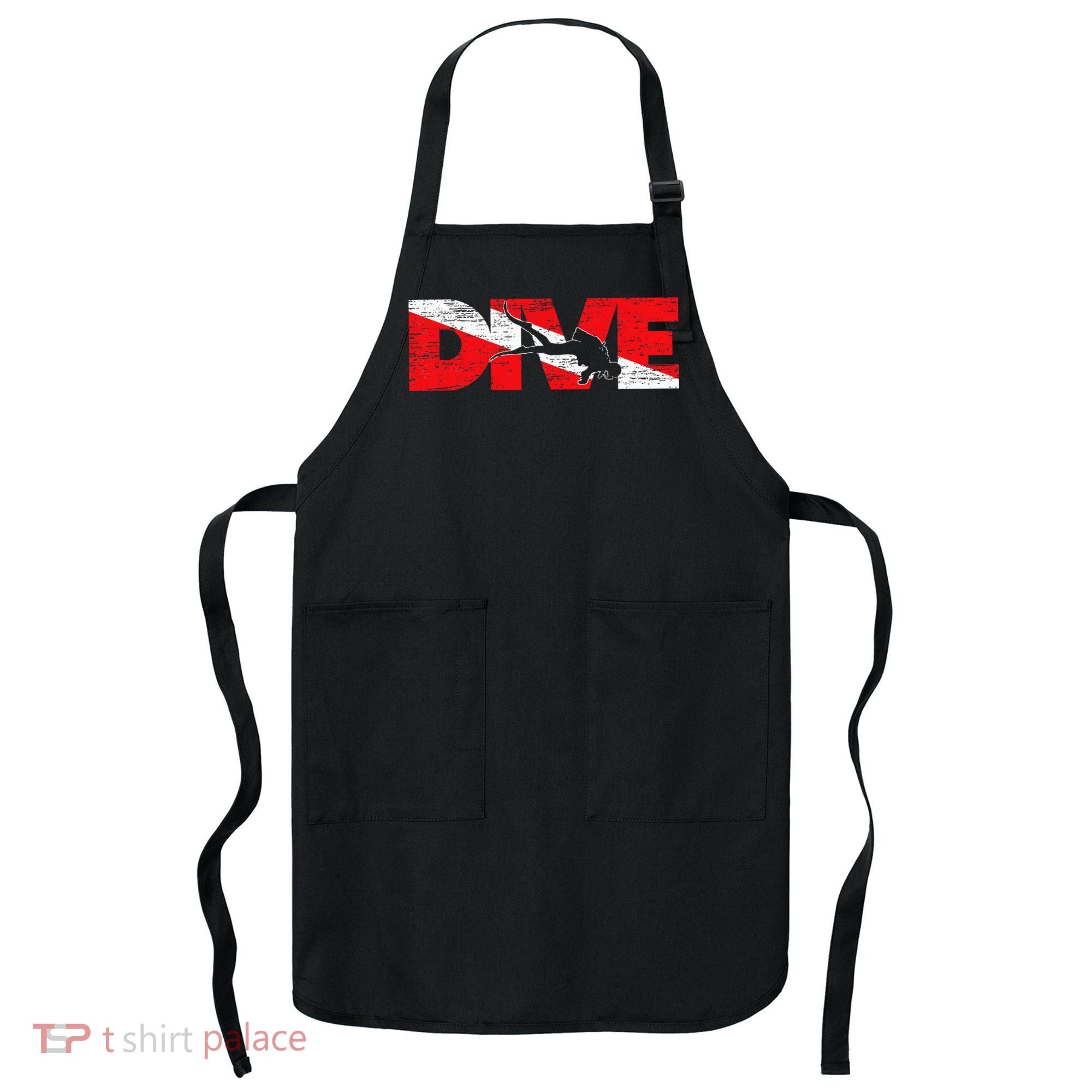 Dive Flag Diver Down Aquaholic Scuba Diving Ocean Life Apron