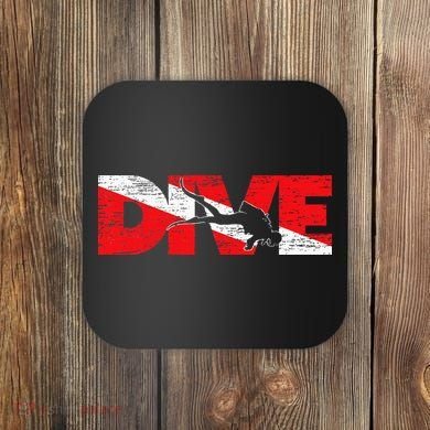 Dive Flag Diver Down Aquaholic Scuba Diving Ocean Life Coaster