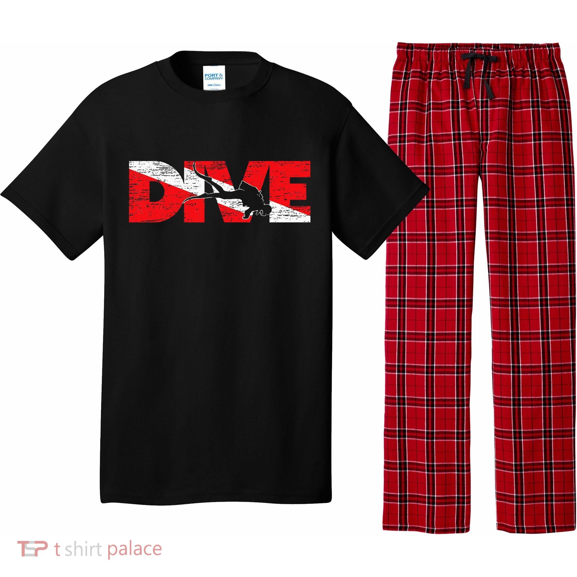 Dive Flag Diver Down Aquaholic Scuba Diving Ocean Life Pajama Set