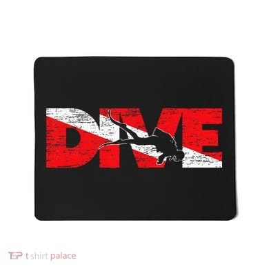 Dive Flag Diver Down Aquaholic Scuba Diving Ocean Life Mousepad