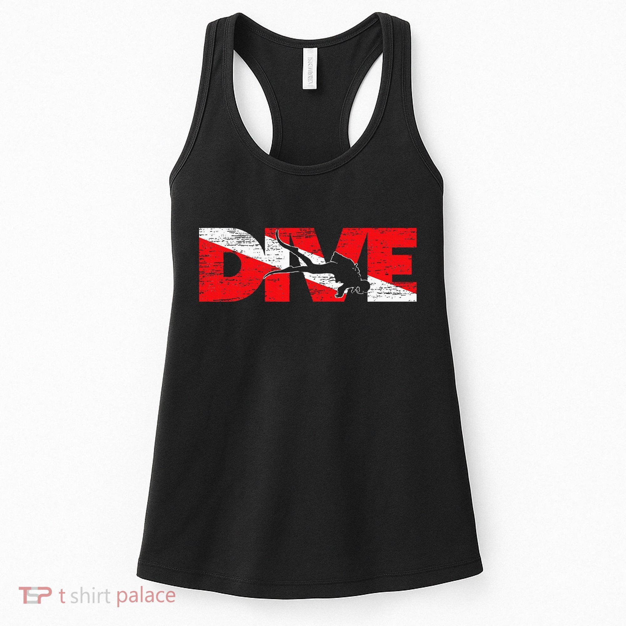 Dive Flag Diver Down Aquaholic Scuba Diving Ocean Life Women's Tank Top